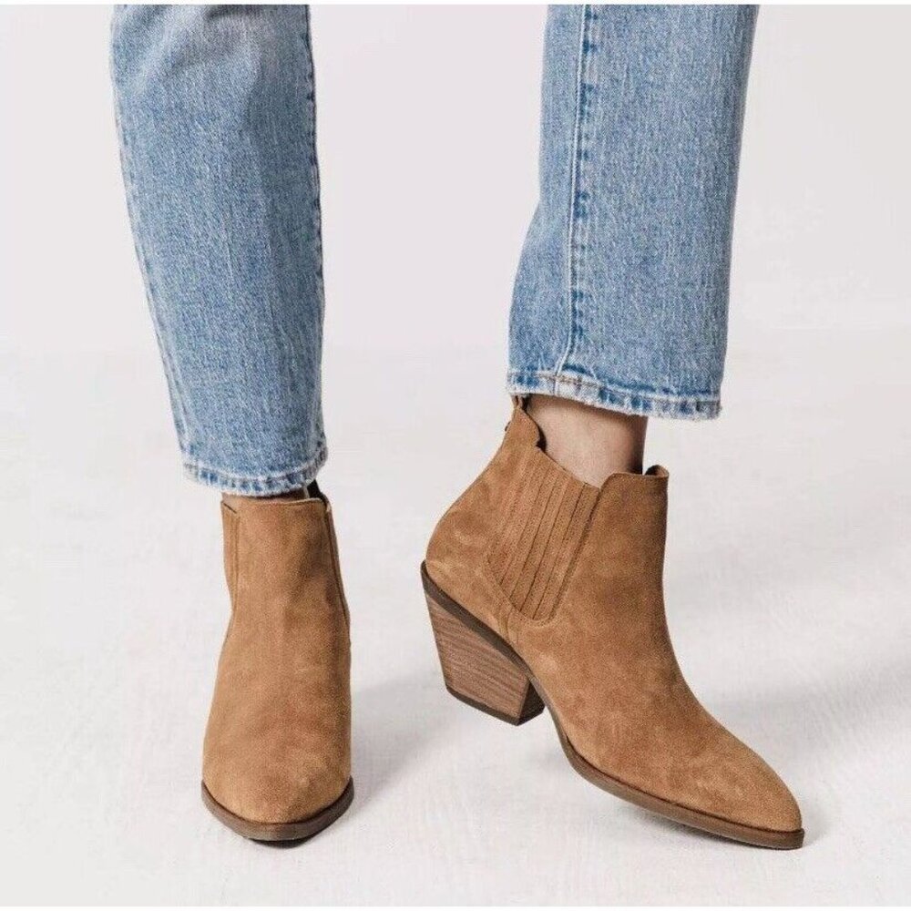 Patina Handmade Ankle Boot Womens Size 7 suede leather western cowgirl
